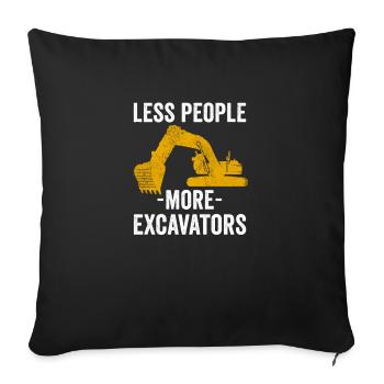 Excavator construction worker excavator driver construction machine job - Sofa pillowcase 17,3'' x 17,3'' (45 x 45 cm) - black - Front