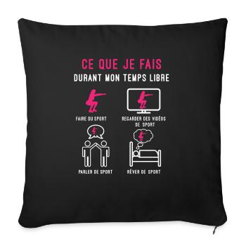 sport temps libre cadeau sportive femme - Housse de coussin décorative 45 x 45 cm - noir - Devant