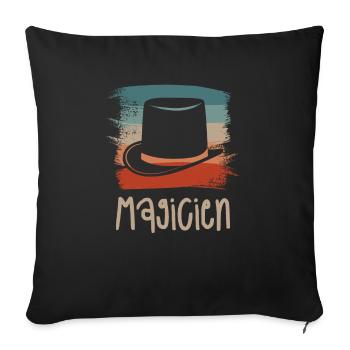 Vintage Retro Magicien Magique Magie - Housse de coussin décorative 45 x 45 cm - noir - Devant