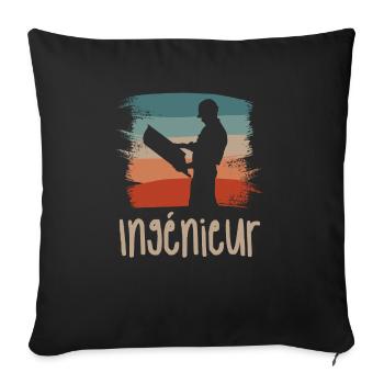 Vintage Retro Ingénieur Ingénierie - Housse de coussin décorative 45 x 45 cm - noir - Devant