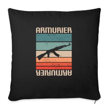 Vintage Retro Armurier Armurerie - Housse de coussin décorative 45 x 45 cm - noir - Devant