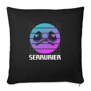 Retro Serrurier Serrurerie - Housse de coussin décorative 45 x 45 cm - noir - Devant