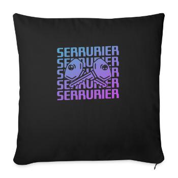 Retro Serrurier Serrurerie - Housse de coussin décorative 45 x 45 cm - noir - Devant