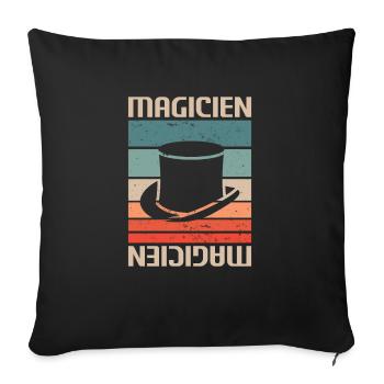 Vintage Retro Magicien Magique Magie - Housse de coussin décorative 45 x 45 cm - noir - Devant