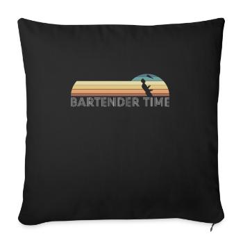 Barman rétro vintage Time Barkeeper - Housse de coussin décorative 45 x 45 cm - noir - Devant