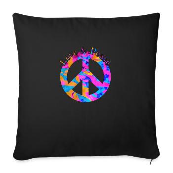 Love Peace 60s 70s Hippie Costume Love Peace - Sofakissenbezug 45 x 45 cm - Schwarz - Vorne