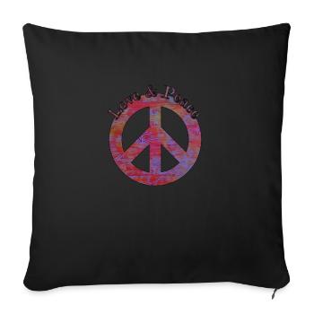 Love Peace 60s 70s Hippie Costume Love Peace - Sofakissenbezug 45 x 45 cm - Schwarz - Vorne