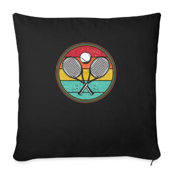 Tennis Player Retro Sunset Racket Ball - Sofa pillowcase 17,3'' x 17,3'' (45 x 45 cm) - black - Front