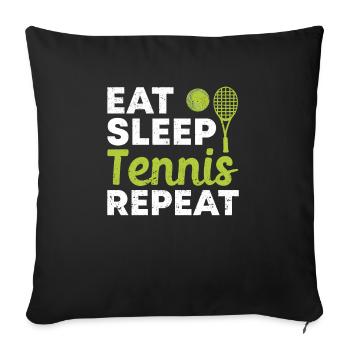 Manger du tennis endormi Répéter des sports amusants - Housse de coussin décorative 45 x 45 cm - noir - Devant