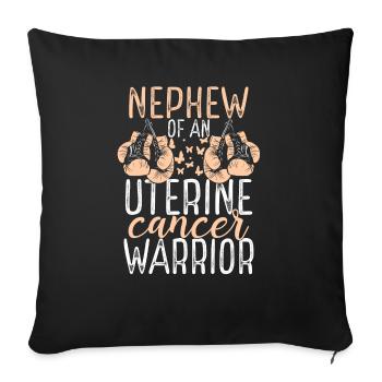 Neveu Sensibilisation au cancer de l’utérus Tante Oncle - Housse de coussin décorative 45 x 45 cm - noir - Devant