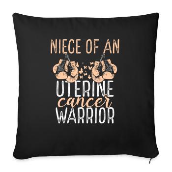Nièce Sensibilisation au cancer de l’utérus Tante Oncle - Housse de coussin décorative 45 x 45 cm - noir - Devant