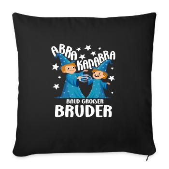 Bald Großer Bruder Dino Geschwisterkind Nachwuchs - Sofakissenbezug 45 x 45 cm - Schwarz - Vorne