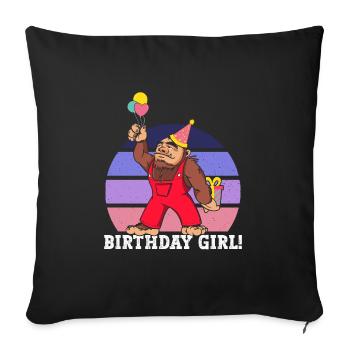 Bigfoot Party Supplies Birthday Girl Sasquatch - Housse de coussin décorative 45 x 45 cm - noir - Devant