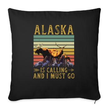 Alaska Gift USA Nature Bear Denali Grizzly Forest - Sofa pillowcase 17,3'' x 17,3'' (45 x 45 cm) - black - Front