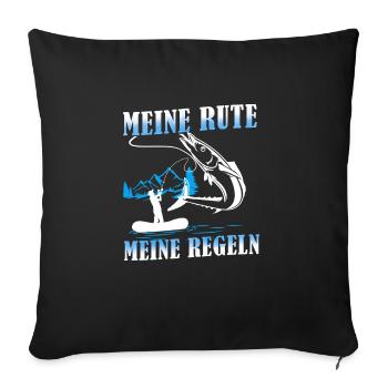 Angeln Fishing Fisher Angelrute Karpfen Rute Fisch - Sofakissenbezug 45 x 45 cm - Schwarz - Vorne