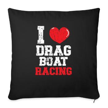 J’adore Drag Boat Racing Boat Race Boat Riding - Housse de coussin décorative 45 x 45 cm - noir - Devant