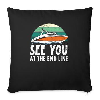 Rendez-vous à la course de bateaux de course de dragster de la ligne d’arrivée - Housse de coussin décorative 45 x 45 cm - noir - Devant