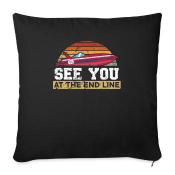 Rendez-vous à la course de bateaux de course de dragster de la ligne d’arrivée - Housse de coussin décorative 45 x 45 cm - noir - Devant