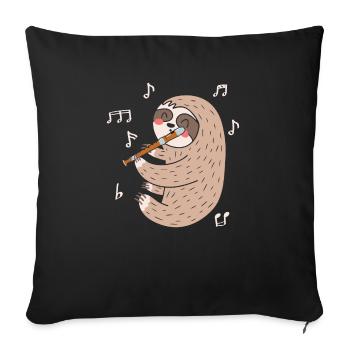 Sloth Whisperer Joueur de flûte Musicien flûtiste - Housse de coussin décorative 45 x 45 cm - noir - Devant