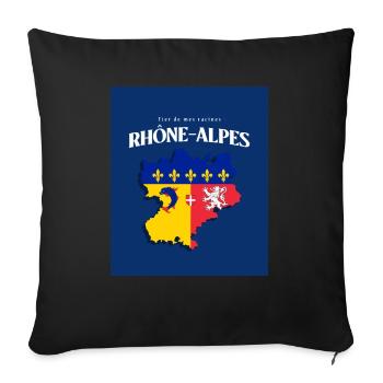 Fier de mes Racines Rhône-Alpes Bleu - Housse de coussin décorative 45 x 45 cm - noir - Devant