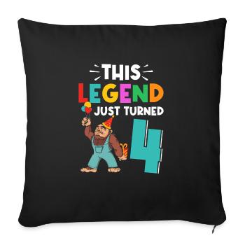 Bigfoot Party Supplies This Legend Just Turned 4 - Sofa pillowcase 17,3'' x 17,3'' (45 x 45 cm) - black - Front