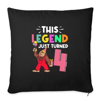 Bigfoot Party Supplies This Legend Just Turned 4 - Sofa pillowcase 17,3'' x 17,3'' (45 x 45 cm) - black - Front