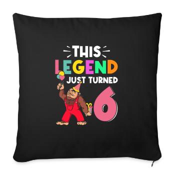 Bigfoot Party Supplies This Legend Just Turned 6 - Sofa pillowcase 17,3'' x 17,3'' (45 x 45 cm) - black - Front