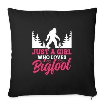 Juste une fille qui aime les fournitures de fête Bigfoot - Housse de coussin décorative 45 x 45 cm - noir - Devant