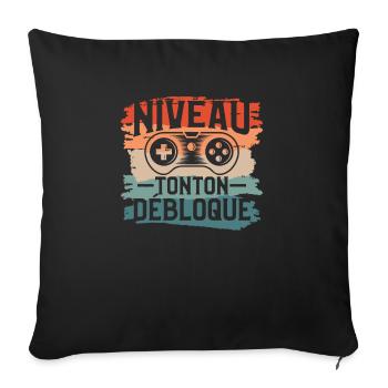 Niveau Tonton Débloqué Oncle Annonce De Grossesse - Housse de coussin décorative 45 x 45 cm - noir - Devant