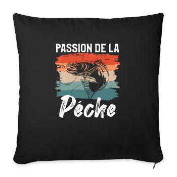 Passion De La Pêche Pêcheur - Housse de coussin décorative 45 x 45 cm - noir - Devant