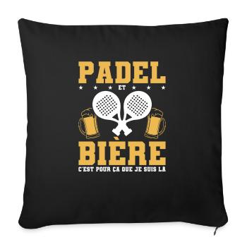 Padel Et Bière C'est Pour Ça Que Je Suis Là - Housse de coussin décorative 45 x 45 cm - noir - Devant