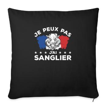 Je Peux Pas J'ai Sanglier Chasseur Chasse - Housse de coussin décorative 45 x 45 cm - noir - Devant