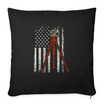 Photographer Distressed American Flag USA Photogra - Sofa pillowcase 17,3'' x 17,3'' (45 x 45 cm) - black - Front
