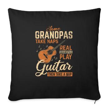 Mens Real Grandpas Jouer Guitariste Guitariste Gu - Housse de coussin décorative 45 x 45 cm - noir - Devant
