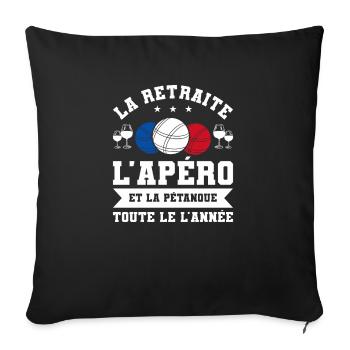 Le Retraite L'Apéro Et La Pétanque Toute Le - Housse de coussin décorative 45 x 45 cm - noir - Devant