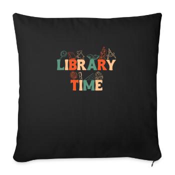 Bibliothèque de cadeaux de chemise Time - Housse de coussin décorative 45 x 45 cm - noir - Devant