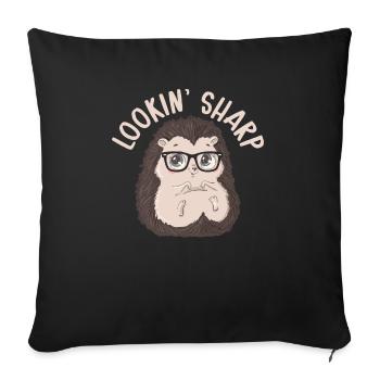 Lookin' Sharp Hedgehog Hedgie Wildlife Animal - Sofa pillowcase 17,3'' x 17,3'' (45 x 45 cm) - black - Front
