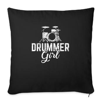 Cool Drummer Girl Rock Music Player Musicien Percu - Housse de coussin décorative 45 x 45 cm - noir - Devant