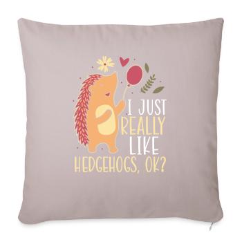 J’aime vraiment les hérissons ok hedgie animal - Housse de coussin décorative 45 x 45 cm - taupe clair - Devant