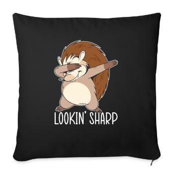 Lookin' Sharp Hedgehog Hedgie Wildlife Animal - Sofa pillowcase 17,3'' x 17,3'' (45 x 45 cm) - black - Front