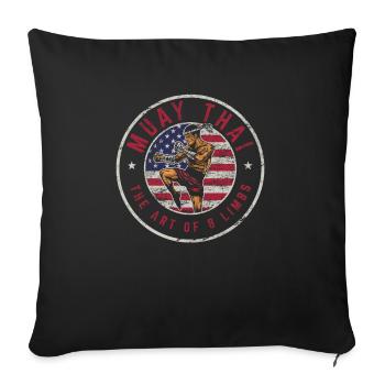 Vintage Muay Thai Fighter Karaté Boxe Mixte Mart - Housse de coussin décorative 45 x 45 cm - noir - Devant