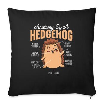 Anatomy Of A Hedgehog Lover Hedgie Wildlife Animal - Sofa pillowcase 17,3'' x 17,3'' (45 x 45 cm) - black - Front