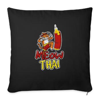 Muay Thai Cat Meow Thai Muay Thai Fighter Kickboxi - Housse de coussin décorative 45 x 45 cm - noir - Devant