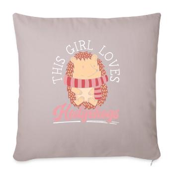 Cette fille aime les hérissons Hedgie Animal Lover - Housse de coussin décorative 45 x 45 cm - taupe clair - Devant