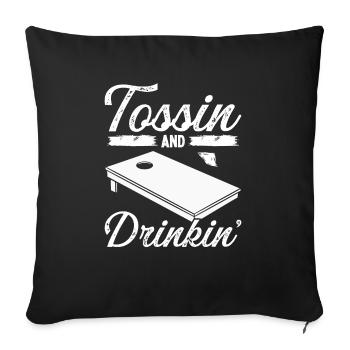 Cornhole Player Tosssing and Drinking Beer Tosser - Sofa pillowcase 17,3'' x 17,3'' (45 x 45 cm) - black - Front
