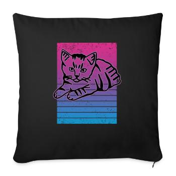 Chat graphique Retro Cat pour les propriétaires de chats - Housse de coussin décorative 45 x 45 cm - noir - Devant
