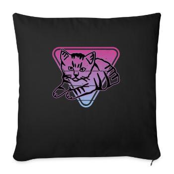 Retro Cat Graphic Cat for Cat Owners - Sofa pillowcase 17,3'' x 17,3'' (45 x 45 cm) - black - Front