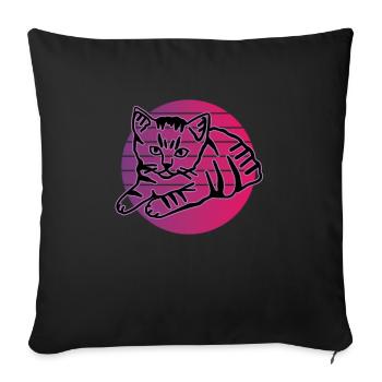 Retro Cat Graphic Cat for Cat Owners - Sofa pillowcase 17,3'' x 17,3'' (45 x 45 cm) - black - Front