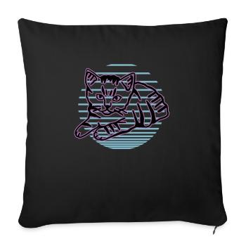 Chat graphique Retro Cat pour les propriétaires de chats - Housse de coussin décorative 45 x 45 cm - noir - Devant