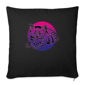 Retro Cat Graphic Cat for Cat Owners - Sofa pillowcase 17,3'' x 17,3'' (45 x 45 cm) - black - Front